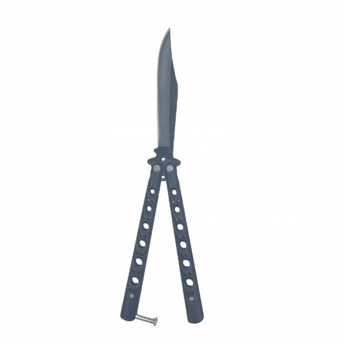 Cutit fluture Butterfly, Balisong, 24 cm, mode gauri fantoma, culoare negru