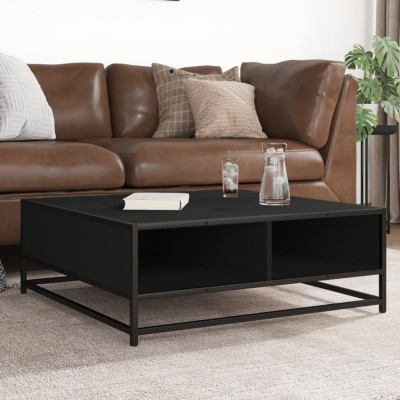 vidaXL Măsuță de cafea, negru, 80x80x30 cm, lemn prelucrat și metal 848769 foto