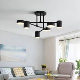Lustra LED GALIOS , 72W, 6 Elemente, lumina Rece/Calda/Neutra, Negru