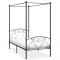 vidaXL Cadru de pat cu baldachin, gri, 100 x 200 cm, metal