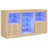 Cumpara ieftin Servanta cu lumini LED, stejar sonoma, 123x37x67 cm