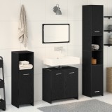 VidaXL Set de Mobilier pentru Baie din 4 Piese Stejar Negru Lemn Ingineresc
