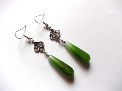 cercei agate verde crud 46287 foto