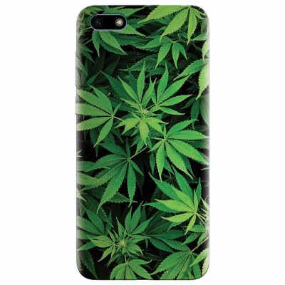 Husa silicon pentru Huawei Y5 2018, Green Leaf Pattern foto