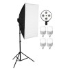 Softbox cu soclu de 4 becuri, trepied reglabil 200 cm, 4 becuri LED de 25W