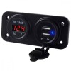 Voltmetru Auto cu 2 USB, 12V, AVEX, Display Tensiune Baterie, ATV, Moto, Quad, Offroad, Negru