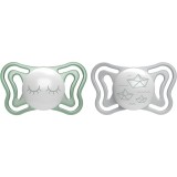 Chicco Physio Light Physio Forma Night suzetă 16-36 m Green/Grey 2 buc