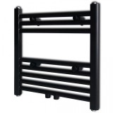 Radiator port-prosop &icirc;ncălzire centrală baie, drept, 480x480 mm, negru