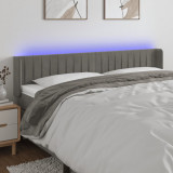 Gossi tablie de pat cu led, gri deschis, 203x16x78/88 cm, catifea