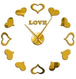 Cumpara ieftin Ceas de perete 3D Auriu Love Hearts DIY WZ2447