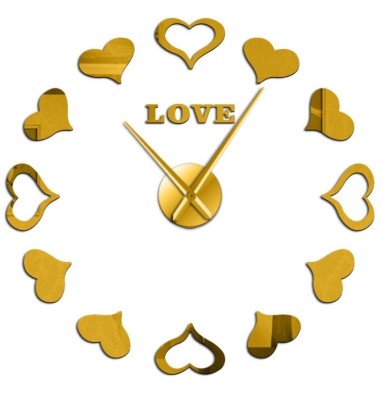 Ceas de perete 3D Auriu Love Hearts DIY WZ2447 foto