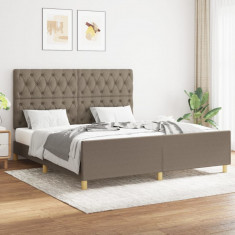 vidaXL Cadru de pat cu tăblie, gri taupe, 160x200 cm, textil foto
