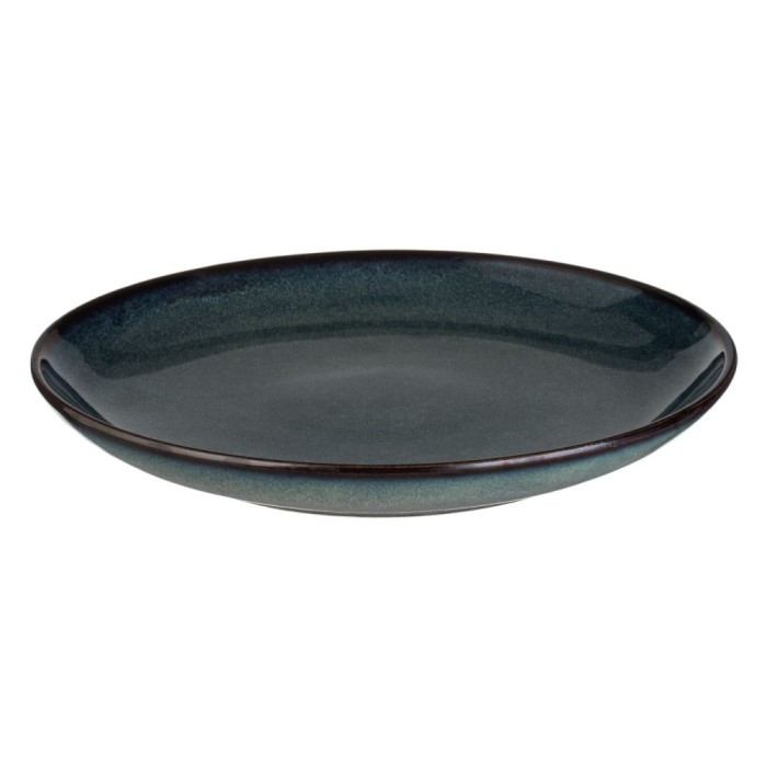 Farfurie Ceramică, Glaze, Albastru/Negru, 20.5cm, Textură Lucioasă, Margine &Icirc;nchisă