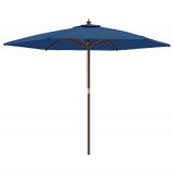 Umbrela de soare de gradina stalp din lemn, albastru, 299x240cm GartenMobel Dekor, vidaXL