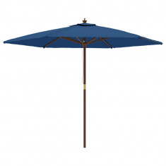 Umbrela de soare de gradina stalp din lemn, albastru, 299x240cm GartenMobel Dekor