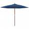 Umbrela de soare de gradina stalp din lemn, albastru, 299x240cm GartenMobel Dekor