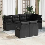 VidaXL Set de canapele pentru grădină 7 pcs Negru Rattan poli