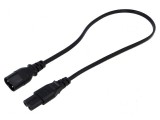Cablu IEC C7 mamă - IEC C8 tată, 0,5m, 2x0,75mm2, negru, 2,5A