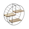 Raft decorativ rotund metalic cu 3 nivele din lemn de culoare naturala, 30 x 9 cm, General