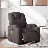 vidaXL Fotoliu electric de masaj rabatabil, maro &icirc;nchis, textil