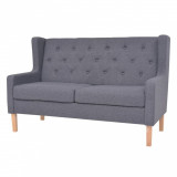 Canapea 2 locuri Gossi, material textil gri, 140x68x90 cm, design minimalist, confortabila