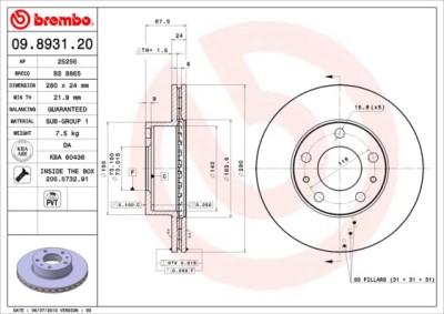 BREMBO 09.8931.21 PRIME LINE - UV Coated Disc frana foto