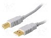 Cablu USB A mufa, USB B mufa, USB 2.0, lungime 5m, gri, BQ CABLE - CAB-USBAB/5G