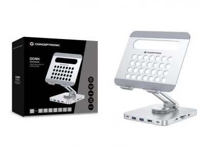 Conceptronic DONN26G Tablet Stand with 8-in-1 USB 3.2 Gen 1 foto