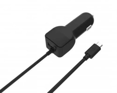 Alimentator USB bricheta auto cu cablu micro USB 2 iesiri 2.4A negru Well foto