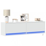 Cumpara ieftin Dulap TV de perete cu lumini LED, alb, 140x31x38 cm