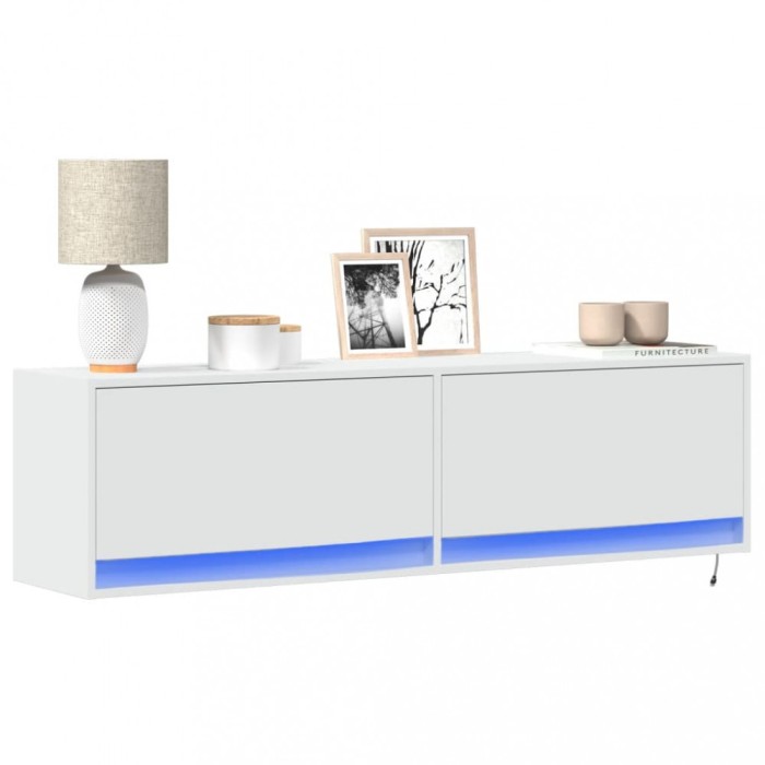 vidaXL Dulap TV de perete cu lumini LED, alb, 140x31x38 cm 852369