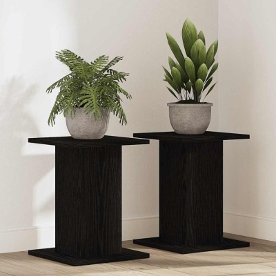 vidaXL Suport pentru plante 2 pcs Stejar negru 30 x 30 x 40 cm 3345113 foto