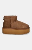 Emu Australia cizme de zapada din piele intoarsa Stinger Micro Flatform culoarea maro, W13082.CHES