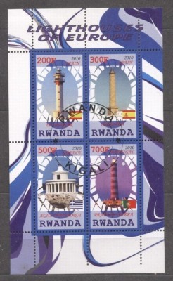 Rwanda 2010 Lighthouses, perf. sheetlet, used T.359 foto