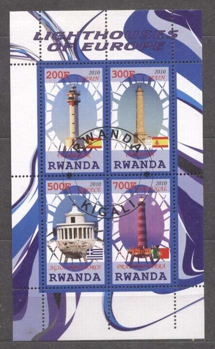 Rwanda 2010 Lighthouses, perf. sheetlet, used T.359