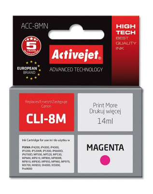 Cartus compatibil cli-8m magenta pentru canon, 14 ml, premium activejet, garantie 5 ani MultiMark GlobalProd foto