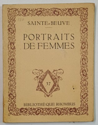 PORTRAITS DE FEMMES par SAINTE - BEUVE , 1921 foto