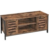 VASAGLE Comoda joasa pentru suport TV, cu rafturi si 2 spatii de depozitare cu usa, stil industrial, 110x40x50cm, maro rustic si negru Household NewTr