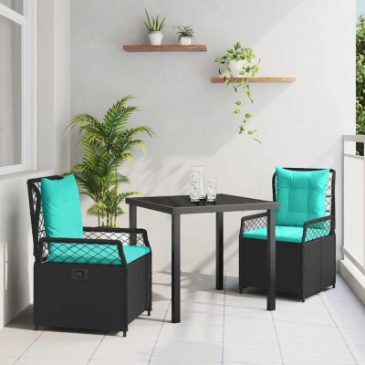 vidaXL Set de masă pentru grădină 3 pcs Negru poliratan 3381058 foto