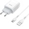 Set Incarcator Retea Hoco C73A 2xUSB + Cablu Date Type C, 1m, Alb
