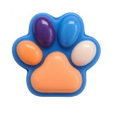 Jucarie antistres squishy, flippy, cu revenire lenta, labuta de pisica pufoasa, 8.5 x 7.5 cm, ambalaj transparent, albastru portocaliu