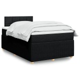 vidaXL Pat box spring cu saltea, negru, 120x200 cm, textil 3287425