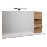 Oglinda perete cu iluminare LED, alb stejar artisan Cubo 75,2x16,5x51,8 cm