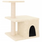 Cumpara ieftin Ansamblu de pisici cu stalpi din funie de sisal, crem, 48 cm