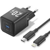 Incarcator retea Vention, , 20W, PD 20W, 1 x USB-C, cablu USB-C - Lightning inclus, negru, &quot;TZ-FEPB0-EU-02&quot; (timbru verde 0.18 lei) - 6922794786240