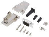 Conector D-Sub 9 Pin Tată 45&deg; Lipire Cablu Gold Flash