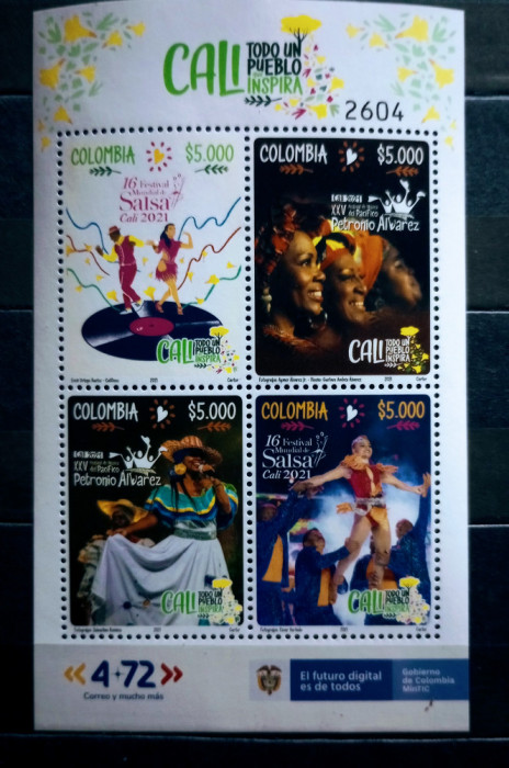 Columbia 2021 muzica Salsa, dansuri festival 4v neștampilată Mnh