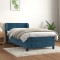 vidaXL Pat box spring cu saltea, albastru &icirc;nchis, 100x200 cm, catifea 3127479