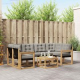 vidaXL Set de canapele de exterior cu pernă 7 pcs Alb și gri deschis 3389253