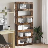 Cabinet de cărți/separator de cameră din stejar fumuriu 80x30x198 cm